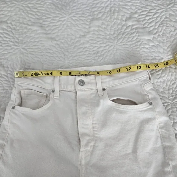 Frank & Eileen Monaghan High Rise Straight Leg Jeans Cream Raw Hem 29 - Picture 8 of 11